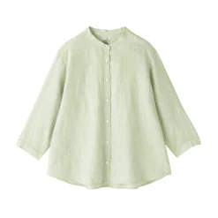 Discount Muji Chemisier à col officier en lin lavé pour femme