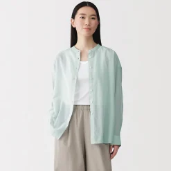 Sale Muji Chemisier transparent en coton biologique à haute torsion