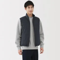 Best Muji Doudoune légère pliable en nylon recyclé sans manche à col montant pour homme