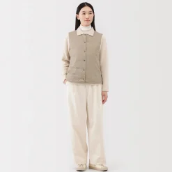 New Muji Doudoune légère pliable en nylon recyclé sans manche sans col pour femme