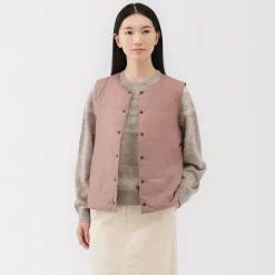 New Muji Doudoune légère pliable en nylon recyclé sans manche sans col pour femme