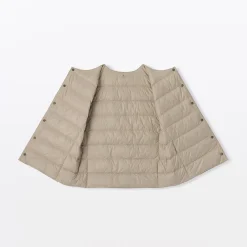 New Muji Doudoune légère pliable en nylon recyclé sans manche sans col pour femme