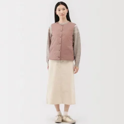 New Muji Doudoune légère pliable en nylon recyclé sans manche sans col pour femme