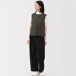 New Muji Doudoune légère pliable en nylon recyclé sans manche sans col pour femme