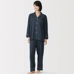 Online Muji Ensemble pyjama à manches longues en gaze double pour femme