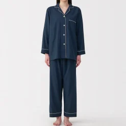 Online Muji Ensemble pyjama à manches longues en gaze double pour femme