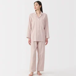 Online Muji Ensemble pyjama à manches longues en gaze double pour femme