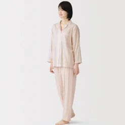 Online Muji Ensemble pyjama à manches longues en gaze double pour femme
