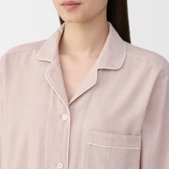Online Muji Ensemble pyjama à manches longues en gaze double pour femme