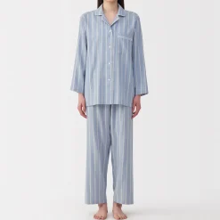 Online Muji Ensemble pyjama à manches longues en gaze double pour femme