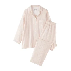 Online Muji Ensemble pyjama à manches longues en gaze double pour femme
