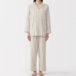 Online Muji Ensemble pyjama à manches longues en gaze double pour femme