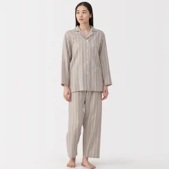 Online Muji Ensemble pyjama à manches longues en gaze double pour femme