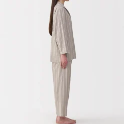 Online Muji Ensemble pyjama à manches longues en gaze double pour femme