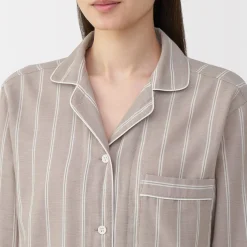 Online Muji Ensemble pyjama à manches longues en gaze double pour femme