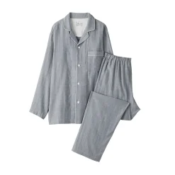 Muji Ensemble pyjama à manches longues en gaze double pour homme