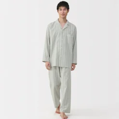 Muji Ensemble pyjama à manches longues en gaze double pour homme