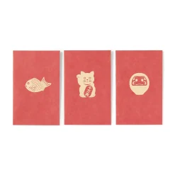 Muji Enveloppes petites en papier de bambou avec motifs porte-bonheur - Rouge