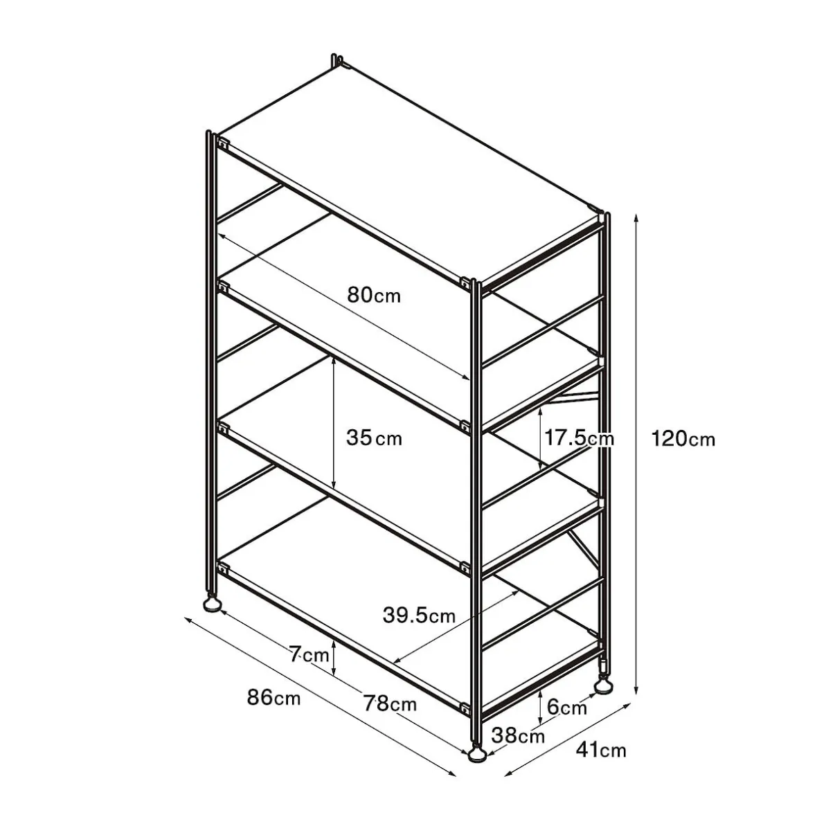 Discount Muji Etagère en acier inoxydable large ‐ 4 niveaux (Dont Eco‐part. 0,82 €)