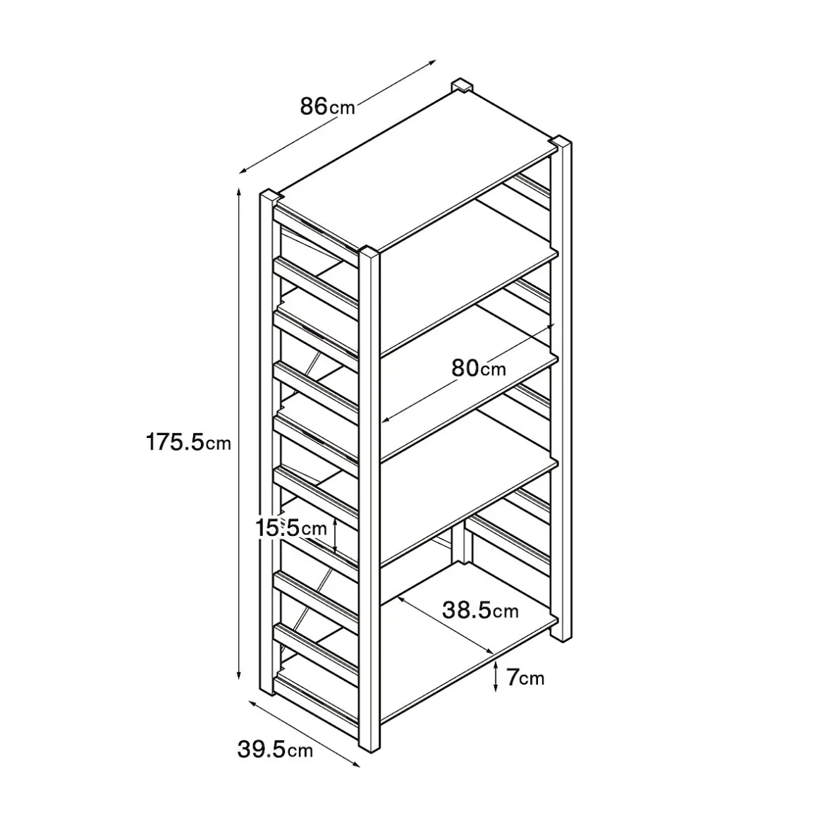 Muji Etagère en pin large ‐ 5 niveaux