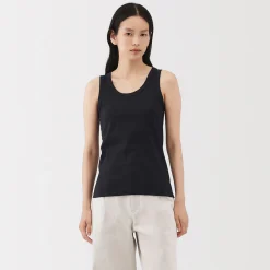 Best Muji Gilet en lin et coton pour femme Noir