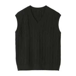 Clearance Muji Gilet en tricot torsadé de mélange de coton pour femme