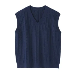 Clearance Muji Gilet en tricot torsadé de mélange de coton pour femme