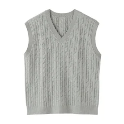 Clearance Muji Gilet en tricot torsadé de mélange de coton pour femme
