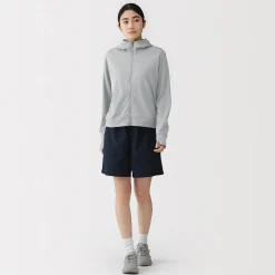 Clearance Muji Haut à capuche et fermeture éclair Quick Dry pour femme