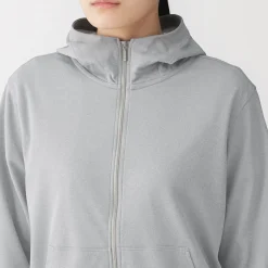 Clearance Muji Haut à capuche et fermeture éclair Quick Dry pour femme