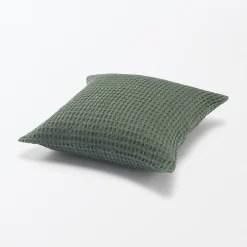 Outlet Muji Housse de coussin gaufrée en coton biologique lavé