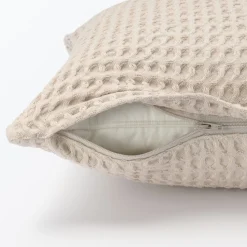 Best Muji Housse de coussin gaufrée en coton biologique lavé