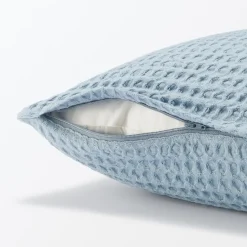 Best Muji Housse de coussin gaufrée en coton biologique lavé