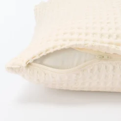 Best Muji Housse de coussin gaufrée en coton biologique lavé