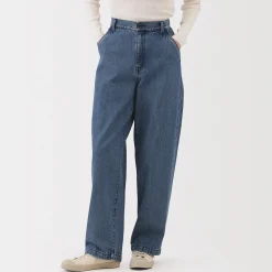 Clearance Muji Jean denim coupe large en kapok mélangé pour femme