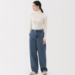 Clearance Muji Jean denim coupe large en kapok mélangé pour femme