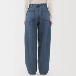 Clearance Muji Jean denim coupe large en kapok mélangé pour femme