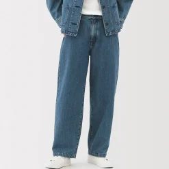 Clearance Muji Jean denim coupe large en kapok mélangé pour femme
