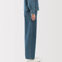 Clearance Muji Jean denim coupe large en kapok mélangé pour femme