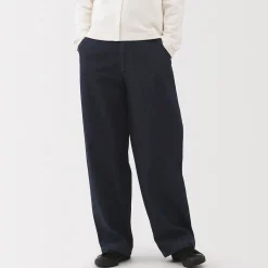 Clearance Muji Jean denim coupe large en kapok mélangé pour femme