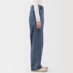 Clearance Muji Jean denim coupe large en kapok mélangé pour femme