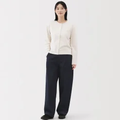 Clearance Muji Jean denim coupe large en kapok mélangé pour femme