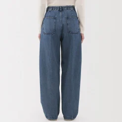 Clearance Muji Jean denim coupe large en kapok mélangé pour femme