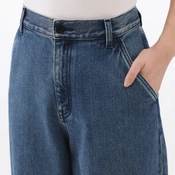 Clearance Muji Jean denim coupe large en kapok mélangé pour femme
