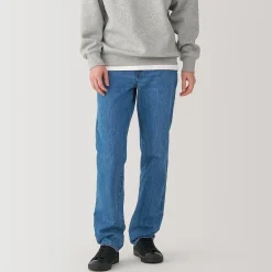 Hot Muji Jeans à Jambe Droite en Mélange de Kapok pour homme