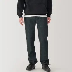 Sale Muji Jeans à Jambe Droite en Mélange de Kapok pour Homme ‐ Noir