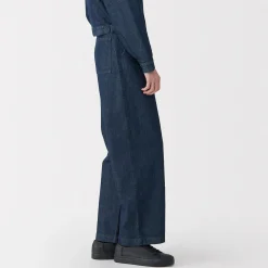 Outlet Muji Jeans en washi et denim pour femme ‐ Bleu Marine Foncé