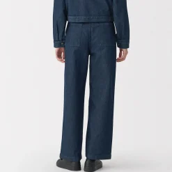 Outlet Muji Jeans en washi et denim pour femme ‐ Bleu Marine Foncé