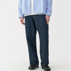 Best Muji Jeans large en washi et denim pour homme Bleu Marine Foncé