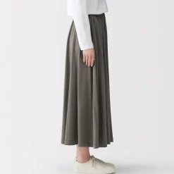 Sale Muji Jupe midaxi froncée en jersey de mélange de Lyocell pour femme